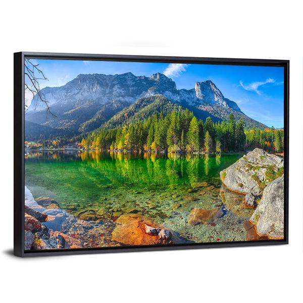 Hintersee Lake In Germany Canvas Wall Art-3 Horizontal-Gallery Wrap-25" x 16"-Tiaracle
