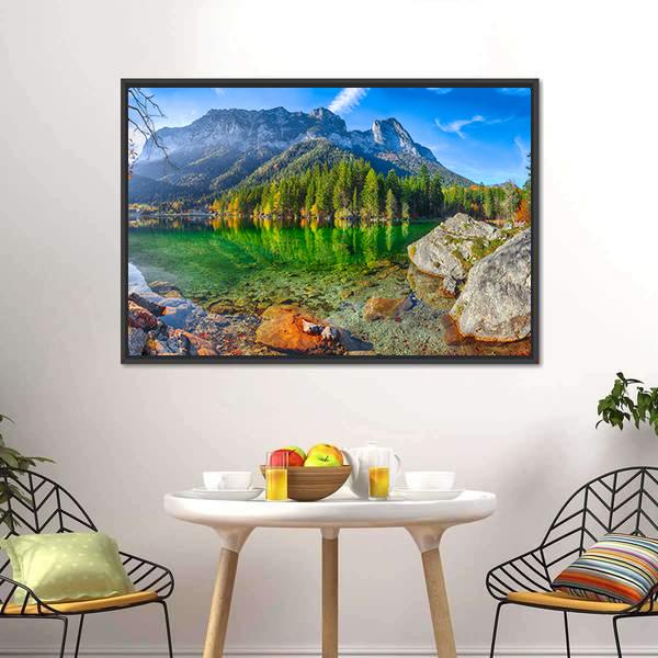 Hintersee Lake In Germany Canvas Wall Art-3 Horizontal-Gallery Wrap-25" x 16"-Tiaracle