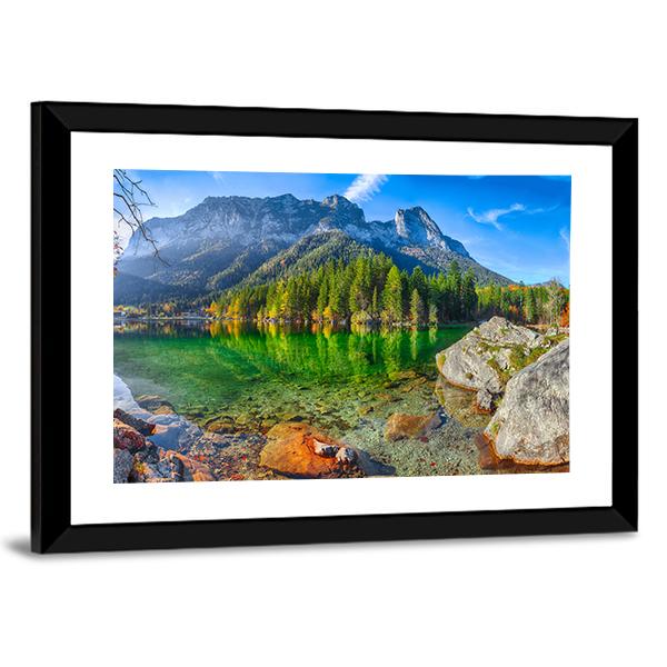 Hintersee Lake In Germany Canvas Wall Art-3 Horizontal-Gallery Wrap-25" x 16"-Tiaracle