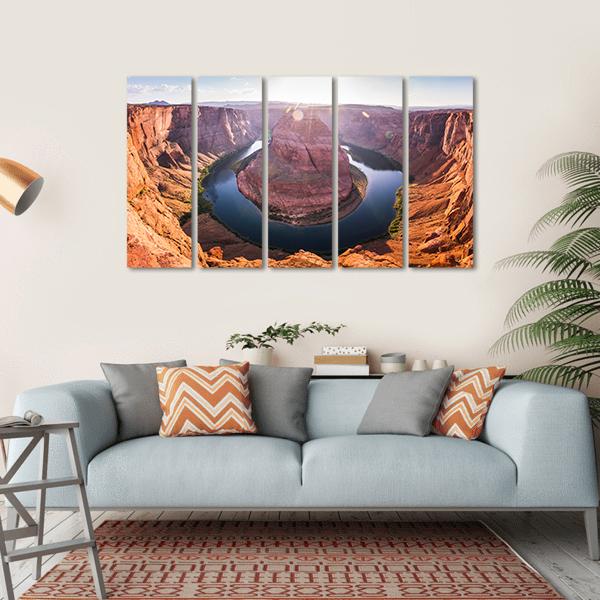 Horseshoe Bend At Sunset Arizona Canvas Wall Art-5 Horizontal-Gallery Wrap-22" x 12"-Tiaracle