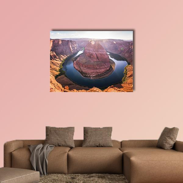 Horseshoe Bend At Sunset Arizona Canvas Wall Art-5 Horizontal-Gallery Wrap-22" x 12"-Tiaracle