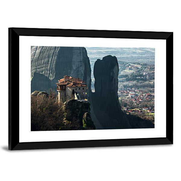 House On Mountain Peak Canvas Wall Art-1 Piece-Framed Print-20" x 16"-Tiaracle
