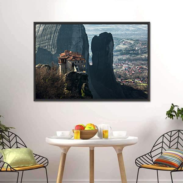 House On Mountain Peak Canvas Wall Art-3 Horizontal-Gallery Wrap-25" x 16"-Tiaracle