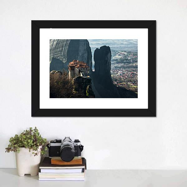 House On Mountain Peak Canvas Wall Art-3 Horizontal-Gallery Wrap-25" x 16"-Tiaracle