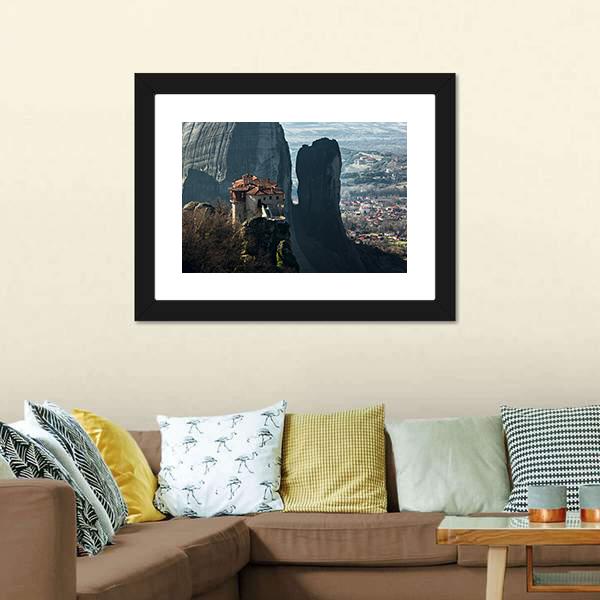 House On Mountain Peak Canvas Wall Art-3 Horizontal-Gallery Wrap-25" x 16"-Tiaracle