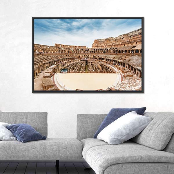 Inside Of Colosseum Canvas Wall Art-1 Piece-Floating Frame-24" x 16"-Tiaracle