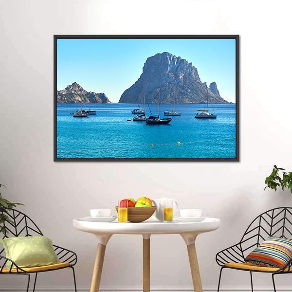 Island Of Es Vedra Canvas Wall Art-3 Horizontal-Gallery Wrap-25" x 16"-Tiaracle