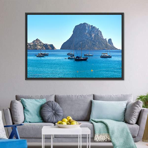 Island Of Es Vedra Canvas Wall Art-3 Horizontal-Gallery Wrap-25" x 16"-Tiaracle