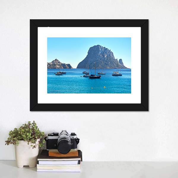 Island Of Es Vedra Canvas Wall Art-3 Horizontal-Gallery Wrap-25" x 16"-Tiaracle