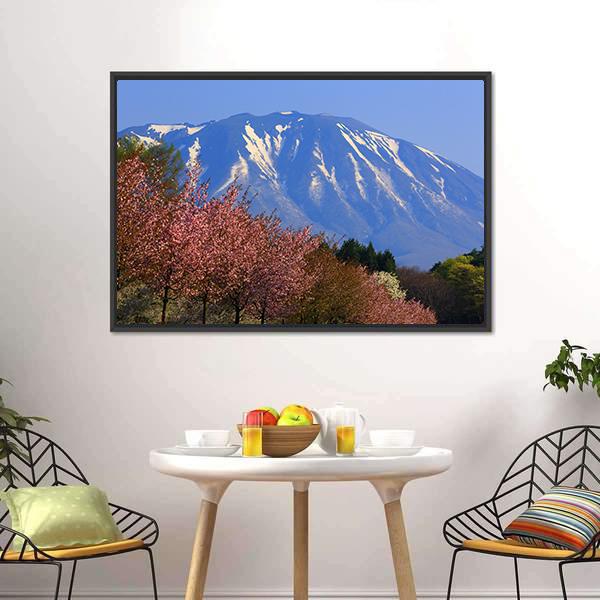 Iwate & Cherry Tree Canvas Wall Art-3 Horizontal-Gallery Wrap-25" x 16"-Tiaracle