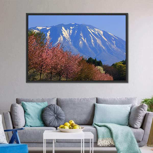 Iwate &amp; Cherry Tree Canvas Wall Art-3 Horizontal-Gallery Wrap-25" x 16"-Tiaracle