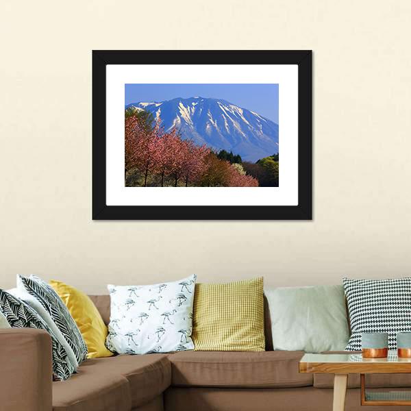 Iwate & Cherry Tree Canvas Wall Art-3 Horizontal-Gallery Wrap-25" x 16"-Tiaracle