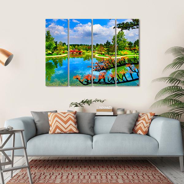 Japanese Garden Canvas Wall Art-4 Horizontal-Gallery Wrap-34" x 24"-Tiaracle
