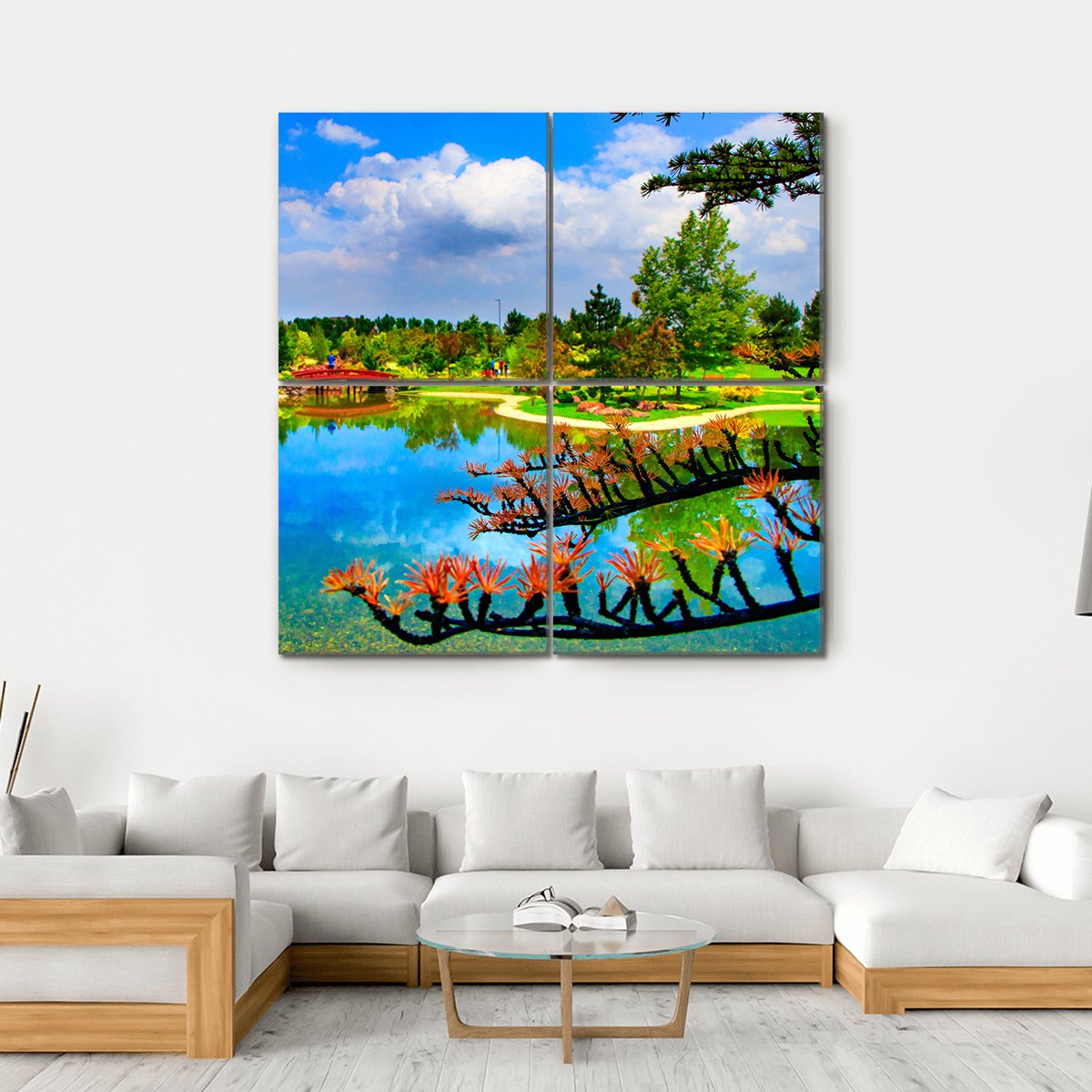 Japanese Garden Canvas Wall Art-4 Square-Gallery Wrap-17" x 17"-Tiaracle