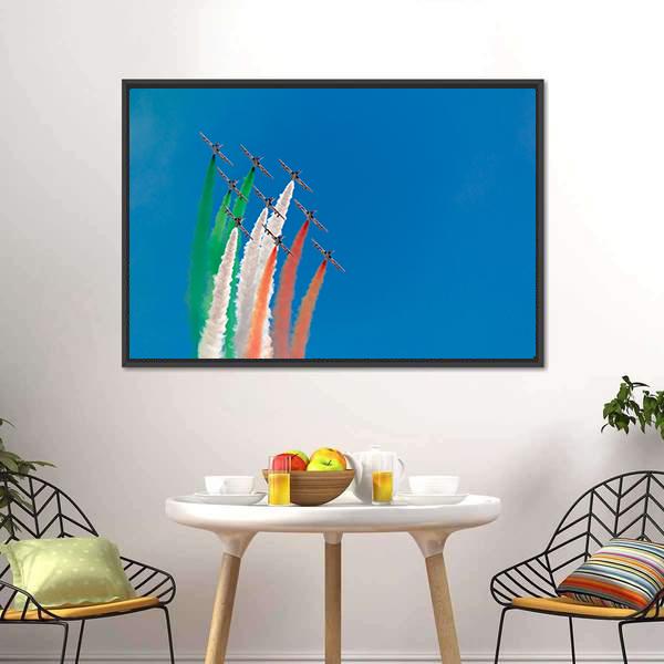 Jets Making Indian Flag Canvas Wall Art-3 Horizontal-Gallery Wrap-25" x 16"-Tiaracle