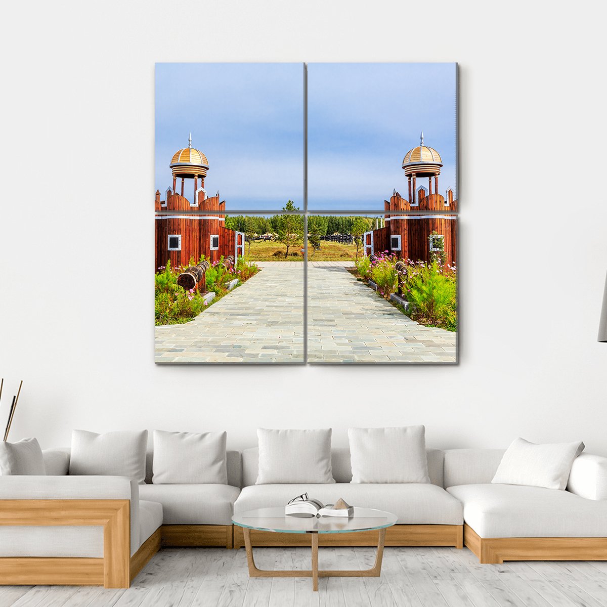 Jingbei Grassland Khan Palace Canvas Wall Art-4 Square-Gallery Wrap-17" x 17"-Tiaracle