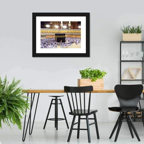 Kaaba At Night Canvas Wall Art-3 Horizontal-Gallery Wrap-25" x 16"-Tiaracle