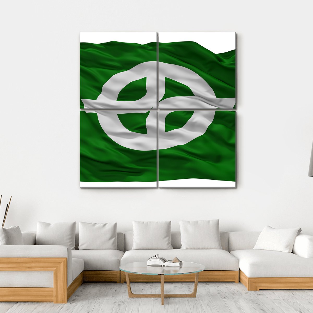 Kyotanabe City Flag Japan Canvas Wall Art-4 Square-Gallery Wrap-17" x 17"-Tiaracle