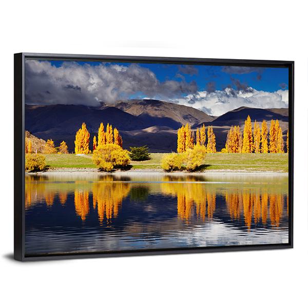 Lake Benmore In Autumn Canvas Wall Art-3 Horizontal-Gallery Wrap-25" x 16"-Tiaracle