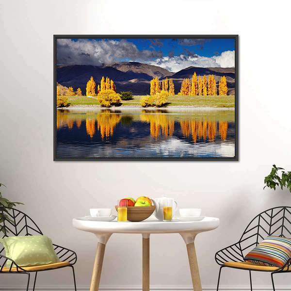 Lake Benmore In Autumn Canvas Wall Art-3 Horizontal-Gallery Wrap-25" x 16"-Tiaracle