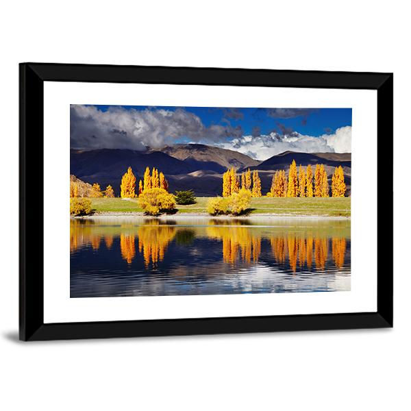 Lake Benmore In Autumn Canvas Wall Art-3 Horizontal-Gallery Wrap-25" x 16"-Tiaracle