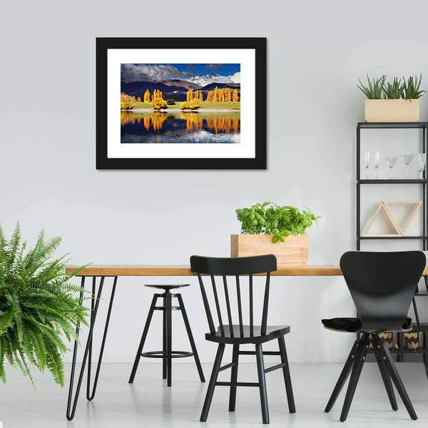 Lake Benmore In Autumn Canvas Wall Art-3 Horizontal-Gallery Wrap-25" x 16"-Tiaracle