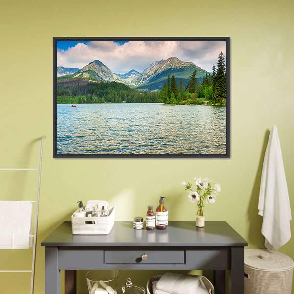 Lake In High Tatras Canvas Wall Art-3 Horizontal-Gallery Wrap-25" x 16"-Tiaracle