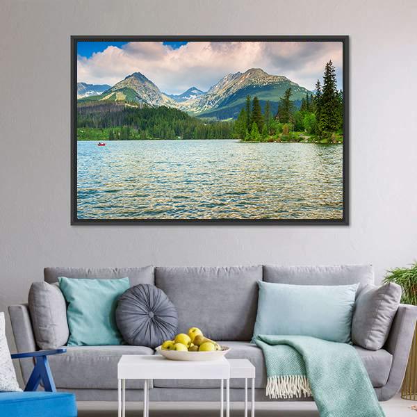 Lake In High Tatras Canvas Wall Art-3 Horizontal-Gallery Wrap-25" x 16"-Tiaracle