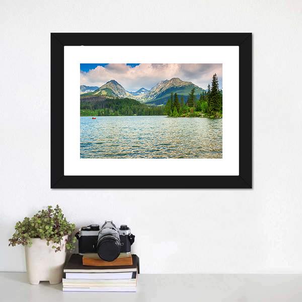 Lake In High Tatras Canvas Wall Art-3 Horizontal-Gallery Wrap-25" x 16"-Tiaracle