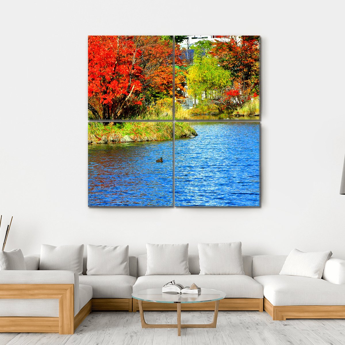 Lake In Nakajima Park Canvas Wall Art-4 Square-Gallery Wrap-17" x 17"-Tiaracle