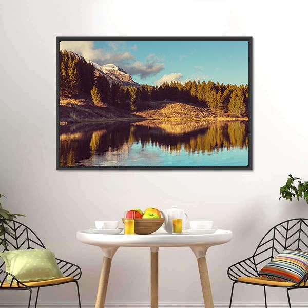 Lake In Rocky Mountains Canvas Wall Art-3 Horizontal-Gallery Wrap-25" x 16"-Tiaracle