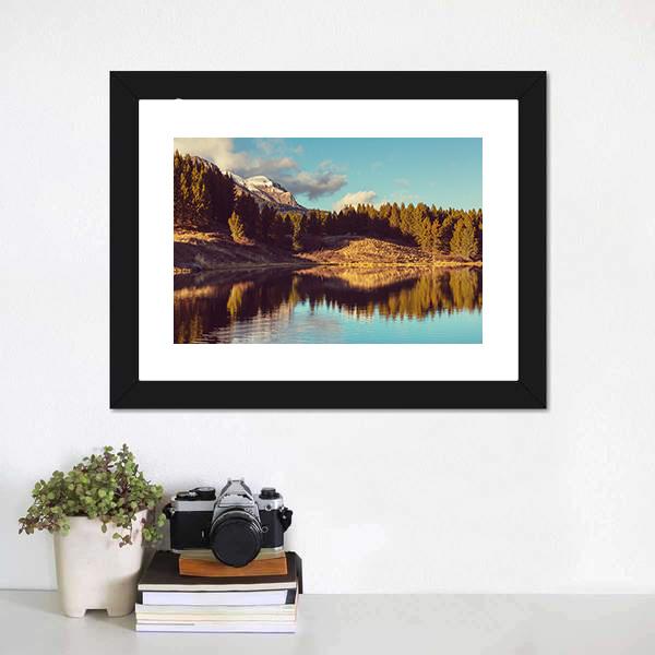 Lake In Rocky Mountains Canvas Wall Art-3 Horizontal-Gallery Wrap-25" x 16"-Tiaracle