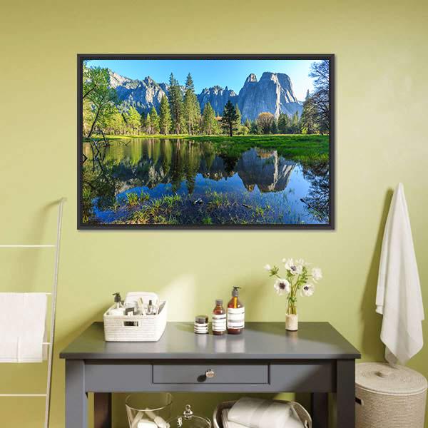 Lake In Yosemite National Park Canvas Wall Art-3 Horizontal-Gallery Wrap-25" x 16"-Tiaracle
