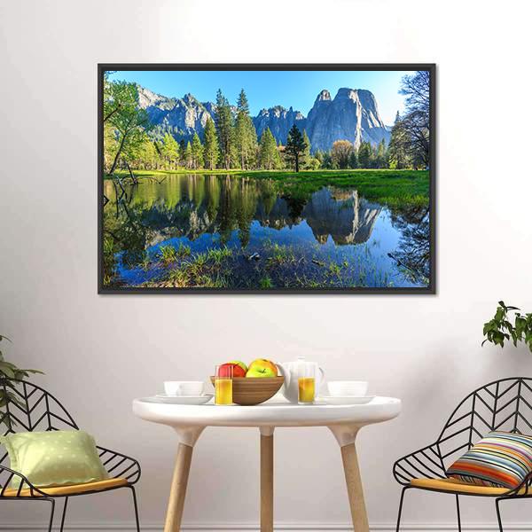 Lake In Yosemite National Park Canvas Wall Art-3 Horizontal-Gallery Wrap-25" x 16"-Tiaracle