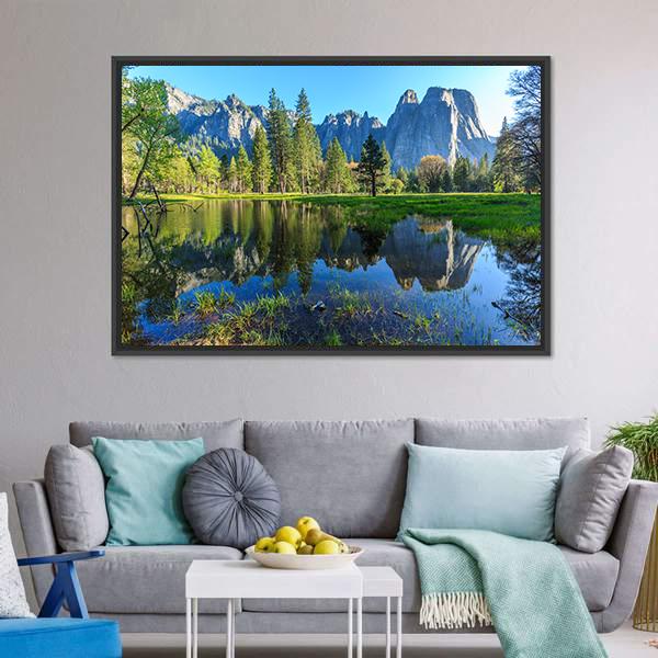 Lake In Yosemite National Park Canvas Wall Art-3 Horizontal-Gallery Wrap-25" x 16"-Tiaracle