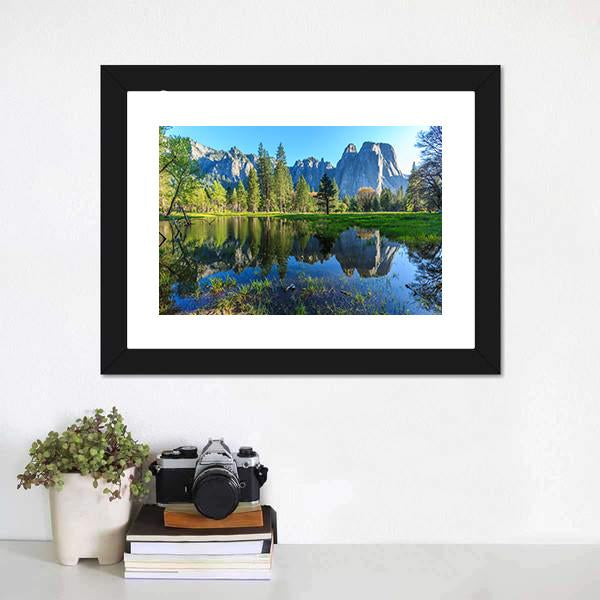 Lake In Yosemite National Park Canvas Wall Art-3 Horizontal-Gallery Wrap-25" x 16"-Tiaracle