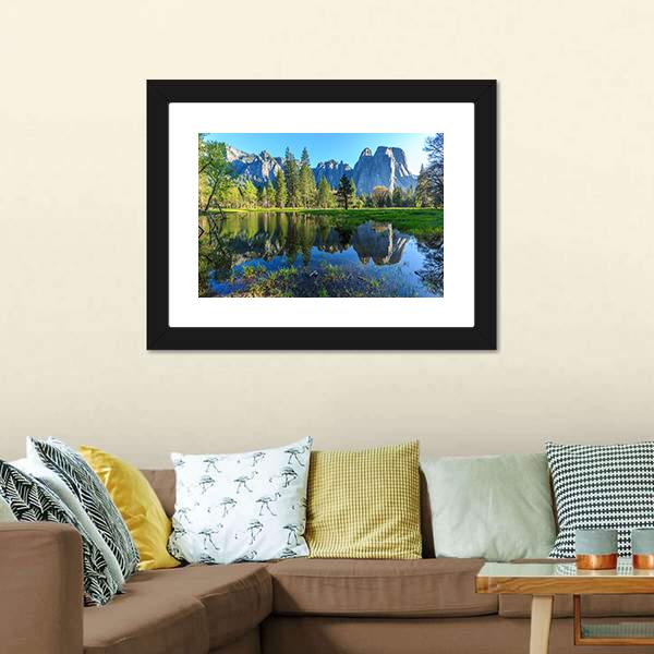 Lake In Yosemite National Park Canvas Wall Art-3 Horizontal-Gallery Wrap-25" x 16"-Tiaracle