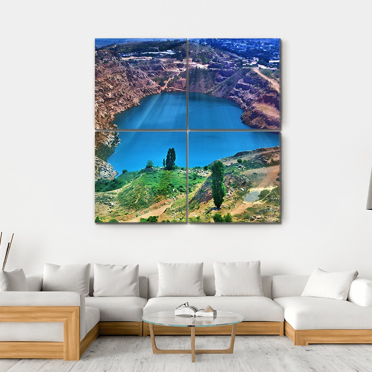 Lake Surrounded By Mountain Canvas Wall Art-4 Square-Gallery Wrap-17" x 17"-Tiaracle