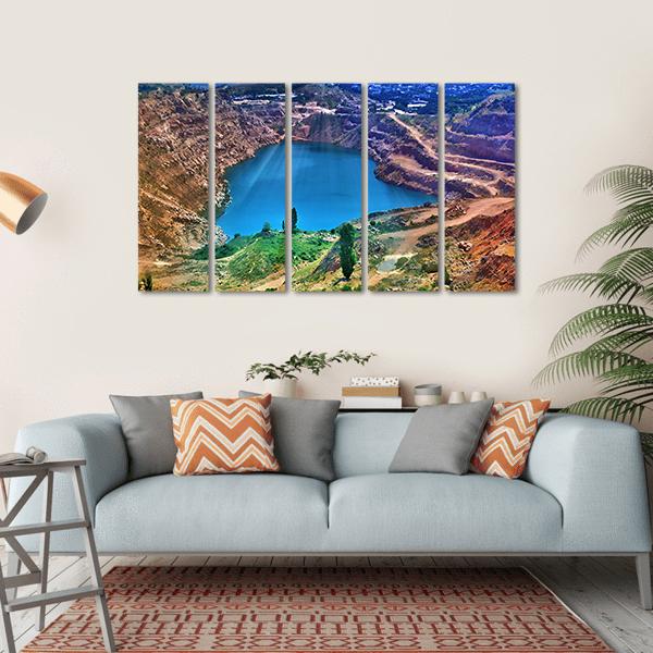 Lake Surrounded By Mountain Canvas Wall Art-5 Horizontal-Gallery Wrap-22" x 12"-Tiaracle