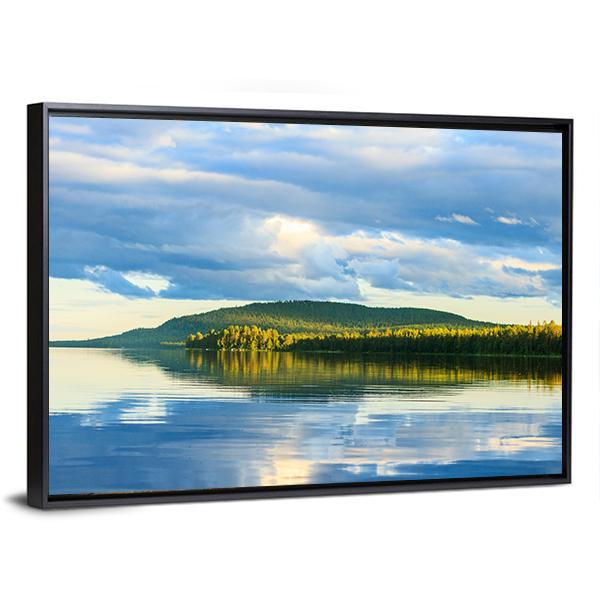 Lake With Beautiful Clouds Canvas Wall Art-3 Horizontal-Gallery Wrap-25" x 16"-Tiaracle