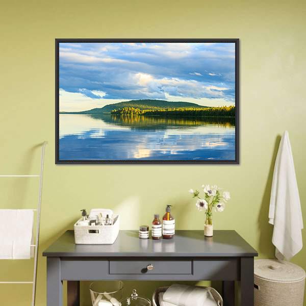 Lake With Beautiful Clouds Canvas Wall Art-3 Horizontal-Gallery Wrap-25" x 16"-Tiaracle