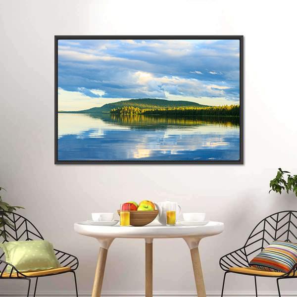 Lake With Beautiful Clouds Canvas Wall Art-3 Horizontal-Gallery Wrap-25" x 16"-Tiaracle