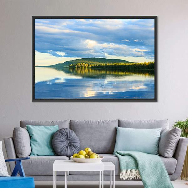 Lake With Beautiful Clouds Canvas Wall Art-3 Horizontal-Gallery Wrap-25" x 16"-Tiaracle