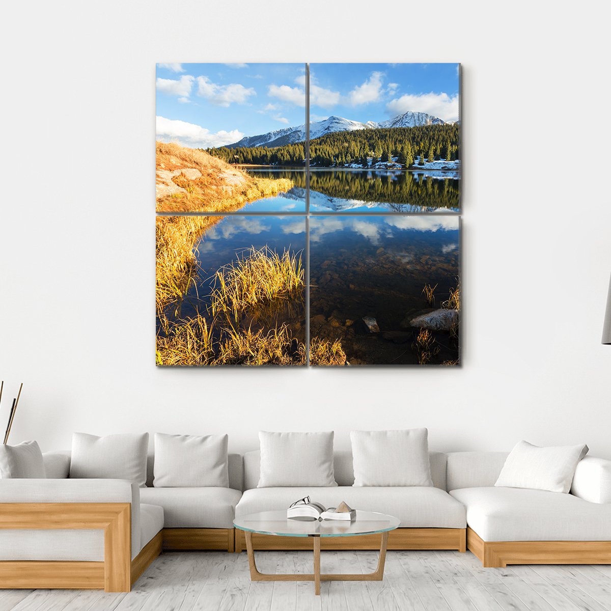 Landscape In Colorado Rocky Mountains Canvas Wall Art-4 Square-Gallery Wrap-17" x 17"-Tiaracle
