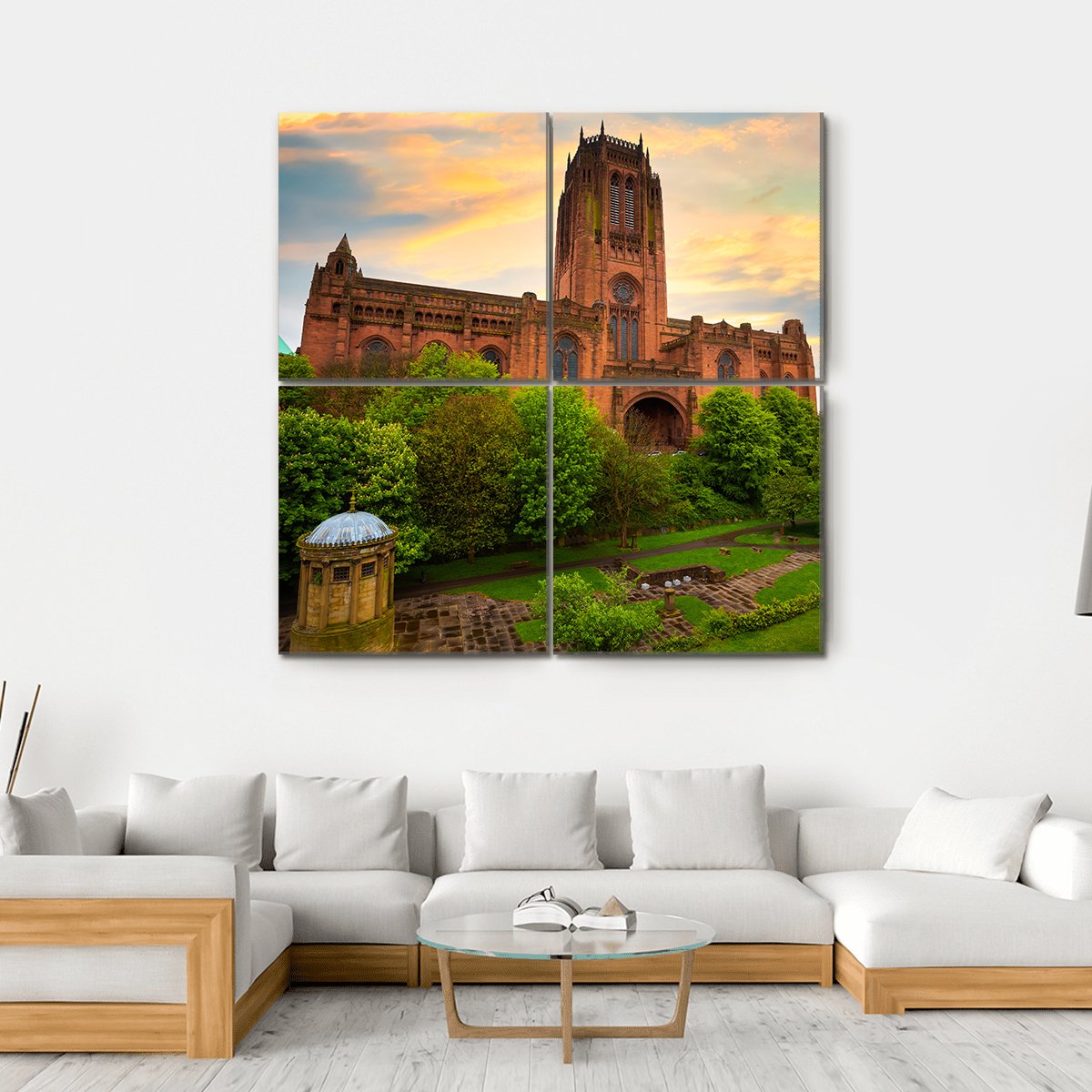 Liverpool Cathedral Of The Risen Christ Canvas Wall Art-4 Square-Gallery Wrap-17" x 17"-Tiaracle