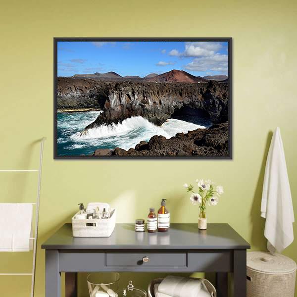 Los Hervideros Spain Canvas Wall Art-3 Horizontal-Gallery Wrap-25" x 16"-Tiaracle