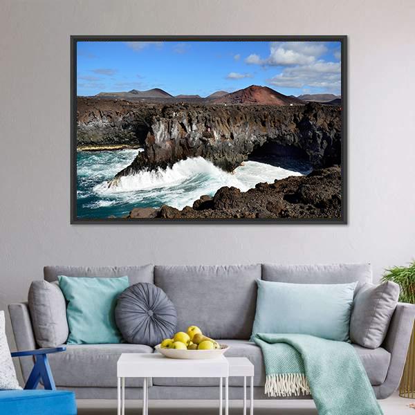 Los Hervideros Spain Canvas Wall Art-3 Horizontal-Gallery Wrap-25" x 16"-Tiaracle