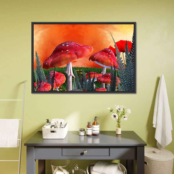 Magical Mushrooms Canvas Wall Art-3 Horizontal-Gallery Wrap-25" x 16"-Tiaracle
