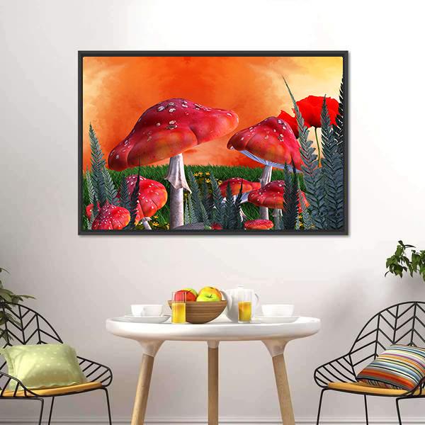 Magical Mushrooms Canvas Wall Art-3 Horizontal-Gallery Wrap-25" x 16"-Tiaracle