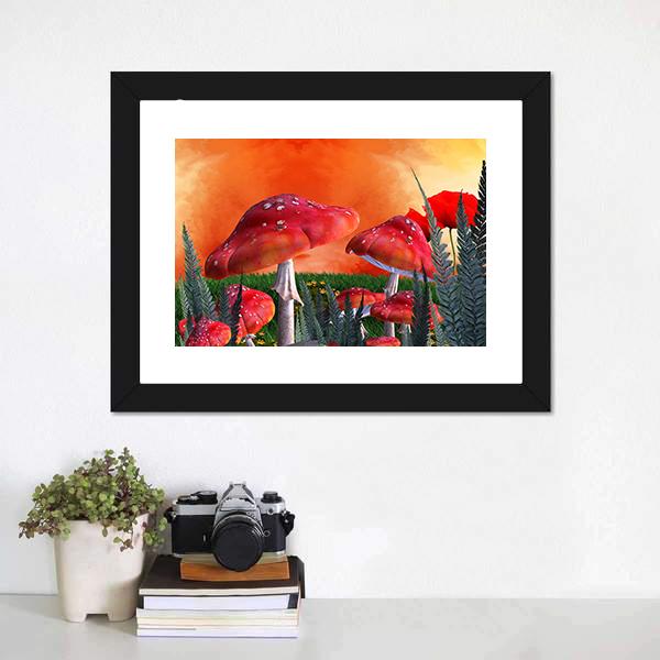 Magical Mushrooms Canvas Wall Art-3 Horizontal-Gallery Wrap-25" x 16"-Tiaracle